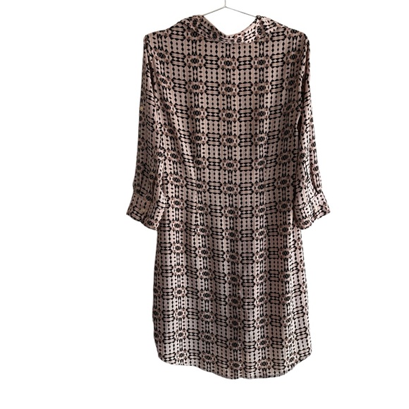 CAbi "Colony Club" Blush Pink & Black Geometric Cheetah Print Belted Shirt Dress - Picture 11 of 12